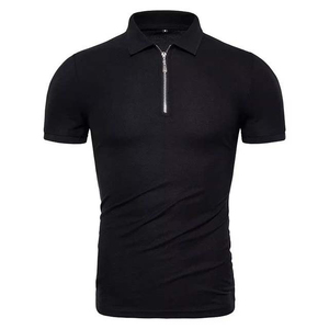 Jersey con cremallera de cuarto para hombre, camisetas ligeras con cuello de Polo, polos informales de manga corta, ropa diaria, nuevo estilo de moda - Product Image 1