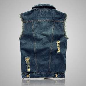 New Design <b>Fashion</b> Sleeveless Jacket Unisex <b>Men</b> Women Denim Cowboy <b>Vest</b> Ladies Hooded Denim <b>Vest</b> - Product Image 3