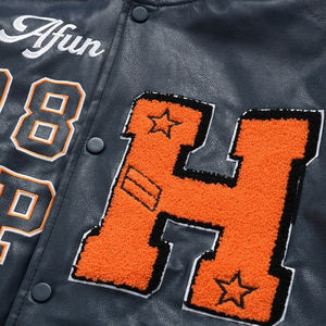 Blouson aviateur Letterman Varsity pour homme vintage Style hiver corps en cuir satiné brodé serviette en chenille patch avant nouveau logo - Product Image 4