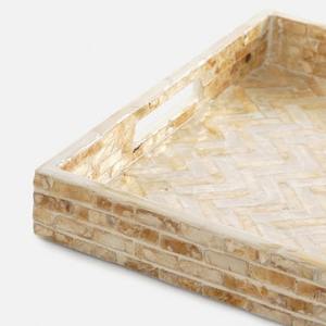 Plateau en bois avec incrustation de nacre arabe, nouveau design, plateau de service durable pour la présentation du chocolat, cadeaux pour le Ramadan et l'Aïd - Product Image 3