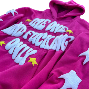 <b>Pink</b> Color Custom 3D Puff Print <b>Hoodie</b> Winter Pullover Sweatshirts Embossed Logo Fleece Material Cotton Polyester Blank Pocket - Product Image 5