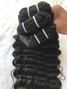 Extensions humaines vierges indiennes de qualité Remy 20 ''Deep Wave Bundles Soft Single Donor 1B Indian Supplier 100% - Product Image 5