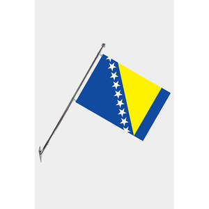 Ensemble de mât de drapeau télescopique mural pour la Bosnie-Herzégovine avec logo personnalisé, fanion en aluminium et polyester, impression numérique - Product Image 1