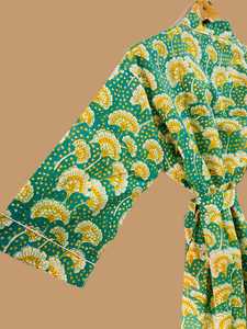 Peignoir Kimono en Coton Vert Teal à Motifs Floraux pour Spa et Hôtel avec Ceinture – Commandes en Gros USA, Royaume-Uni, Australie - Product Image 2