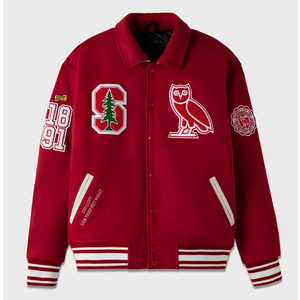 OVO Stanford University Letterman College Jacket Varsity manga larga con puños acanalados 100% tela de lana bordada Technics - Product Image 1