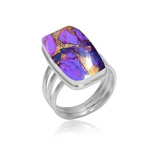 Bague de mode à la main violet Turquoise 925 argent Sterling massif naturel violet Turquoise 925 estampillé bague à la main bijoux - Product Image 1