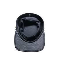 Gorro Kepi Civil W de Lana Azul con Visera de Cuero, Gorro Histórico Grande para Recreaciones Históricas