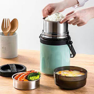 Conteneur alimentaire isotherme en acier inoxydable double paroi anti-fuite 1,5/2,0/2,3L, boîte à lunch portable pour enfants, idéal pour l'extérieur - Product Image 5