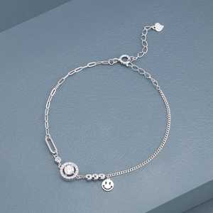 92.5 <b>Silver</b> <b>Bracelet</b> 191374 Rhodium & Gold Plated Ethnic Religious <b>Charm</b> with Face Key Pattern Featuring Diamond Zircon for Gift - Product Image 5