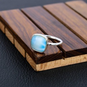 Genuine 925 <b>Sterling</b> <b>Silver</b> Handmade Bezel <b>Set</b> Trendy Vintage Natural Larimar Gemstone <b>Ring</b> Third Party Certified Party Wear - Product Image 5
