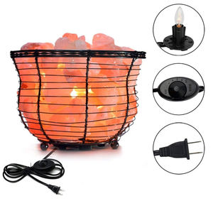 Vente chaude Antique Panier En Fer Forgé Himalaya Rock Salt Métal Bol Lampe pour La Décoration De La Maison Artisanat Naturel - Product Image 5
