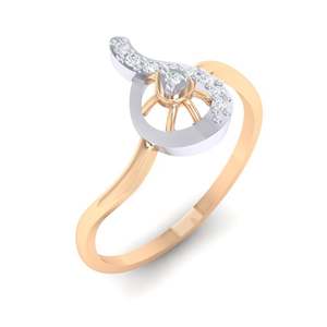 Anillo de Oro Certificado y Diamante Auténtico de 14K con Gema en Forma de Pera de 0.07ct, Calidad IJ-SI, Chapado en Rodio, Elegante - Product Image 1