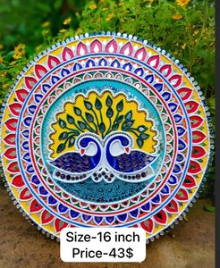 Pintura de pavo real moderna, arte de espejo, hermoso barro de lujo, decoración de pared colorida, marco de madera, vida disponible, ofertas al por mayor - Product Image 1