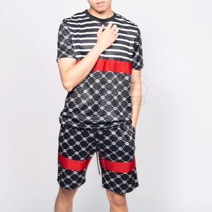 Ensemble T-shirt et short décontracté pour homme, style streetwear estival, logo personnalisé, respirant, séchage rapide, 100% coton - Product Image 4