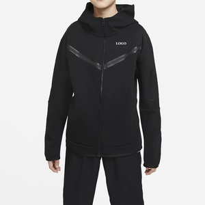 Ensemble de survêtement à capuche pour garçons noirs unis de haute qualité vêtements de rue chauds survêtement pour enfants pour l'entraînement de jogging en coupe Standard - Product Image 4