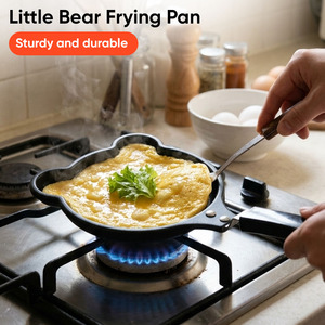 Molde moderno DIY para desayuno, sartén antiadherente creativa con forma de oso, rana y sonrisa, mini sartén plana de metal sin humo para huevos fritos - Product Image 1