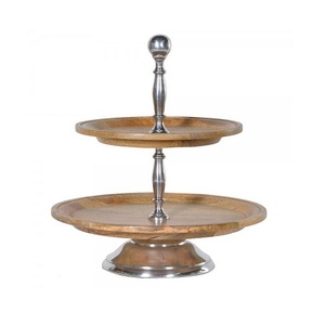 แท่นวางเค้กอลูมิเนียมและไม้2ชั้นสำหรับงานเลี้ยงวันเกิด - Product Image 2