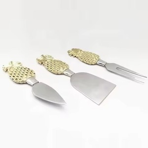Cuchillo de queso de piña de acero inoxidable, juego de cubiertos de queso con mango de latón para Cocina - Product Image 1