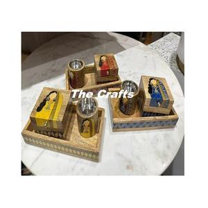 Wooden <b>Oud</b> Burner Mabkhara Set Of Two Round Shape Finest Quality <b>Bakhoor</b> Burner Mabkhars For Wedding Use - Product Image 3