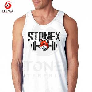 Débardeur sans manches 100% coton coupe ajustée pour homme Débardeur de gymnastique de couleur personnalisée et décontractée - Product Image 5