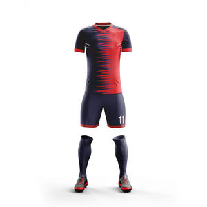 Uniformes de fútbol deportivos transpirables de poliéster liso personalizados para hombres, conjuntos de camisetas de fútbol azules, conjunto de ropa de fútbol, conjunto completo de kits de fútbol - Product Image 3