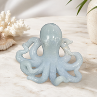 Statue d'octopus en pierre d'ange polie, sculptée à la main, en cristal naturel, sculpture de vie marine pour présentation sur étagère ou table