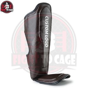 Protège-tibias et protège-pieds en cuir pour boxe, Muay Thai et kickboxing, renforcés, avec fermeture auto-agrippante, protection antichoc - Product Image 4