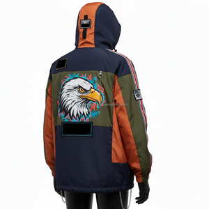 Chaqueta cortavientos para mujer 180GSM Nylon Poliéster Panel multicolor Estampado Logotipo personalizado Parche de transferencia de calor Chaqueta de diseño para mujer - Product Image 5