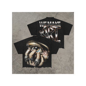 เสื้อยืดแขนสั้นลำลองสำหรับผู้ชายผู้หญิงเสื้อยืดพิมพ์ลายระบายก่อนซัก - Product Image 5