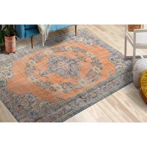 Oriental Printed <b>Rug</b>, Turkish Design Home Decor <b>Rug</b>, Blue Accent <b>Rug</b>,Nonwoven Thin <b>Rug</b> - Product Image 3