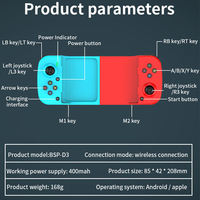 Manette de jeu sans fil rétractable 2,4 GHz/BT avec bouton programmable, 3 réglages de sensibilité, matériau ABS, batterie 350 mAh