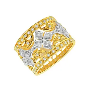 แหวนเพชรแท้พร้อมดีไซน์เสียงไซเรนที่น่าทึ่ง แหวนทองคำ 18 กะรัตสีเหลือง - Product Image 4