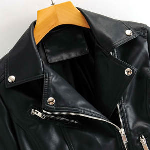 Chaqueta de Moto de piel de oveja auténtica con cremallera de nuevo estilo, chaqueta de bicicleta ajustada cálida para Invierno para mujer - Product Image 3