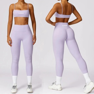 Custom Fitness Wera Logo Sleeve Less Activewear Set Workout Scrunch Butt <b>Leggings</b> Womens Gym Sets Fashion Fitness Yoga Wear - Product Image 3