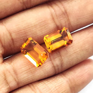 ผู้ผลิตสำหรับทำเครื่องประดับอัญมณีสีเหลืองซิทริน,อัญมณีทรงหลวมผลิตในโรงงานทรงสี่เหลี่ยมผืนผ้าขนาด12X8มม. มาเดราซิทริน - Product Image 3