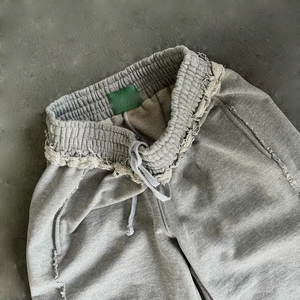 Pantalon de Survêtement Homme Baggy en Coton Molleton Lourd Français, Taille Haute, Jambe Large, Délavé, Rayé à Ourlet, Streetwear Personnalisé, Haute Qualité - Product Image 6