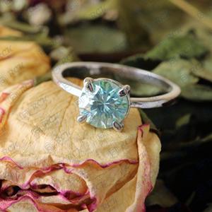 1.40 TCW Bluish Round Cut Solitaire Moissanite <b>Ring</b> for Women Anniversary & Birthday Gift <b>Band</b> for Your Love - Product Image 3
