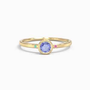 Bague en pierre de tanzanite bande minimaliste plaqué or 18 carats femmes alliance bague de fiançailles bijoux fins en gros - Product Image 1
