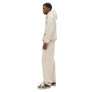 Survêtement pour homme en coton 100% personnalisé, pantalon de survêtement à capuche régulier, ensembles de jogging, survêtement en molleton uni décontracté pour l'hiver - Product Image 2