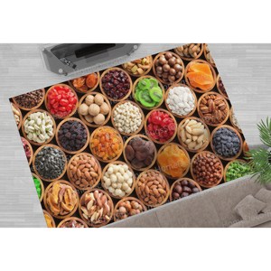Vibrant Colorful Foods <b>Rugs</b>, Printed <b>Rug</b>, Modern, Anti-Slip, Pet Friendly,<b>Chenille</b> <b>Rug</b> - Product Image 2