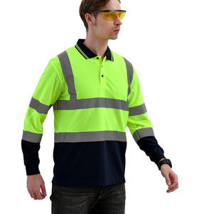 Camiseta Polo Amarilla de Manga Larga de Poliéster, Ropa de Trabajo, Camisas de Seguridad Reflectantes para Hombre - Product Image 3