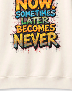 Sudadera Unisex de Manga Larga 100% Algodón con Tipografía Motivacional 'Hazlo Ahora', Estilo Urbano Informal Moderno para Invierno - Product Image 6