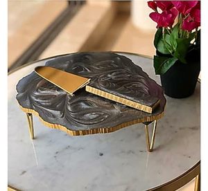 Supports à gâteaux en résine avec ensemble de découpe pour affichage de tranches de table à dessert pour les réunions de famille et les mariages - Product Image 4