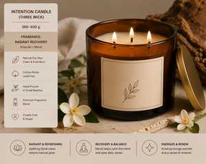 Decorative 3 <b>Wick</b> Intention <b>Candle</b> with Marula and Vanilla Scent in Premium Glass Jar for Elegant Home Spaces and Gift Giving - Product Image 4
