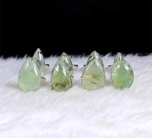 Anillo de piedras preciosas de Prehnita Chapado en plata hecho a mano para mujer, joyería informal de aniversario de boda, ajuste de bisel de piedra principal de perla directo - Product Image 2
