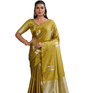 Premium Pure <b>Satin</b> Handloom Weaving Silk <b>Saree</b> Formal Party Wear with Silk Screen Printing - Product Image 2