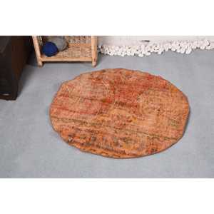 Alfombra de lana rústica naranja de área grande, diseño de retazos rectangulares hechos a mano de 330x330 pies para sala de estar, coche con respaldo de látex - Product Image 1