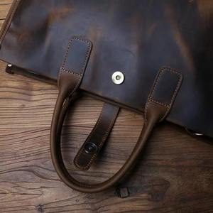 Sac à main vintage en cuir véritable unisexe, souple, de luxe, sac pour ordinateur portable en cuir de vache naturel, sac bandoulière rétro pour le travail - Product Image 3