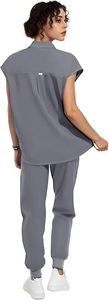 Conjunto de Uniforme Médico Unisex de Dos Piezas, Top con Cuello en V, Uniforme de Enfermería Elegante, 100% Algodón Elástico, Resistente a las Arrugas - Product Image 2