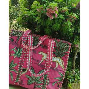 กระเป๋าผ้าฝ้ายโบฮีเมียน Jungle Joy Hot ขนาดกลาง พร้อมซิปปิด กระเป๋าเก็บความเย็นแบบพกพาสำหรับปิกนิก - Product Image 1